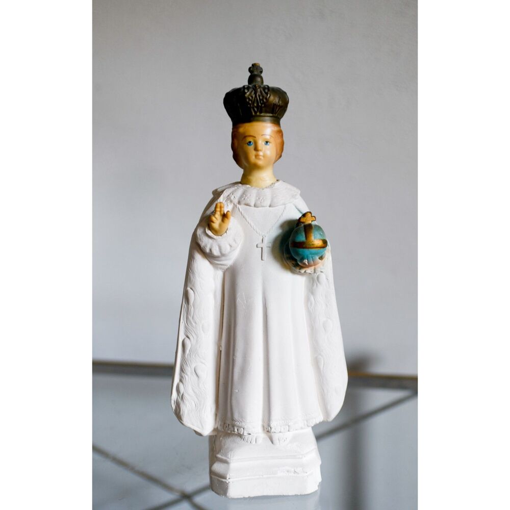 Vintage Jesus Infant of Prague Catholic Saint Chalkware Figurine
